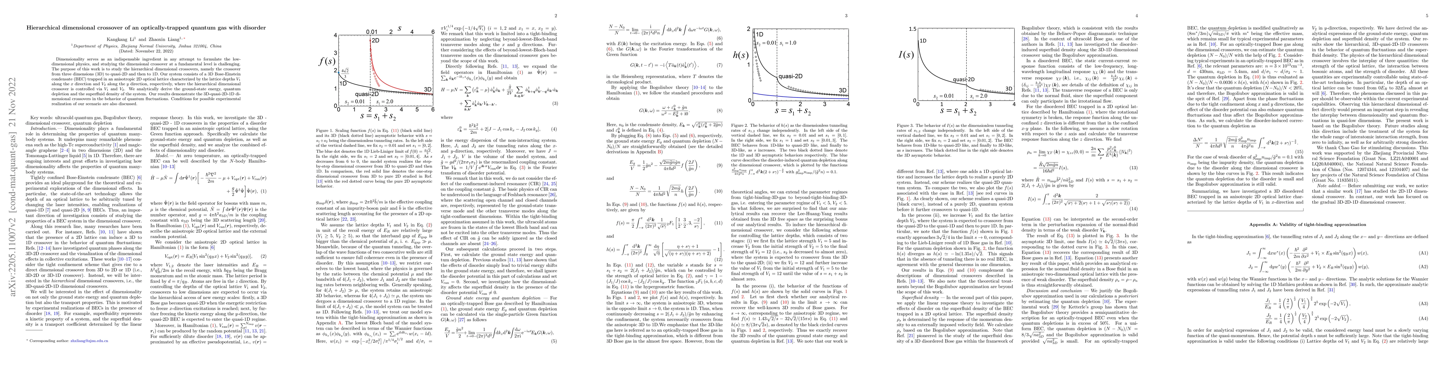 Thumbnail for Hierarchical dimensional crossover of an optically-trapped quantum gas
  with disorder