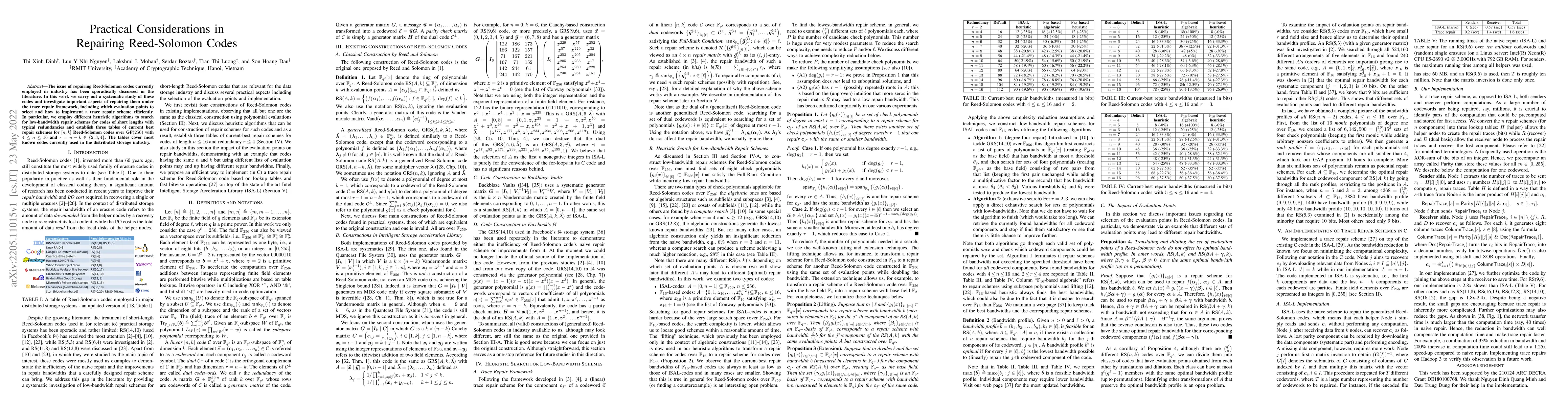 Thumbnail for Practical Considerations in Repairing Reed-Solomon Codes