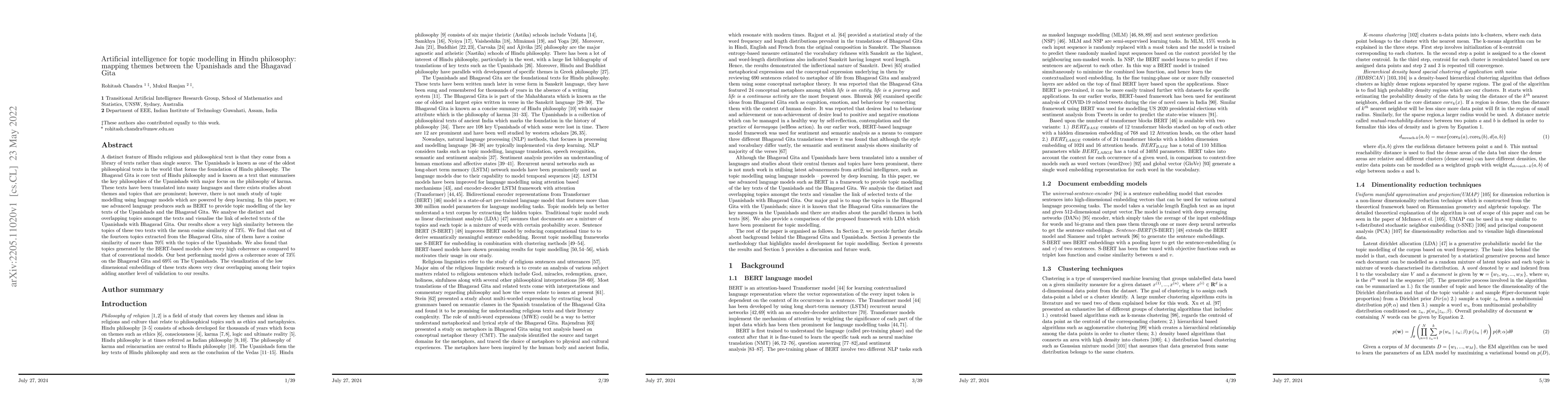 Thumbnail for Artificial intelligence for topic modelling in Hindu philosophy: mapping
  themes between the Upanishads and the Bhagavad Gita