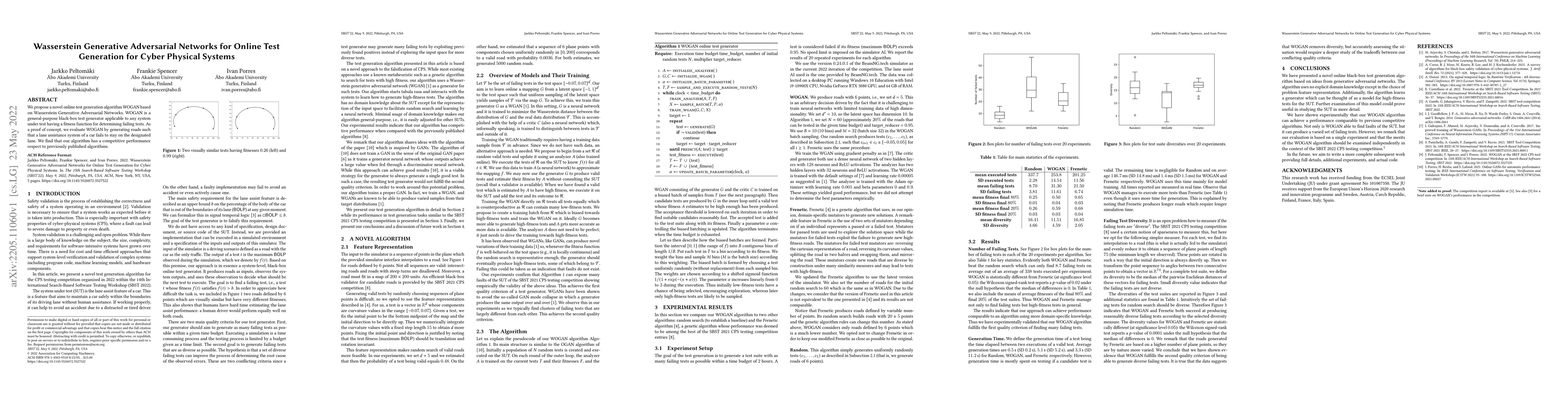 Thumbnail for Wasserstein Generative Adversarial Networks for Online Test Generation
  for Cyber Physical Systems