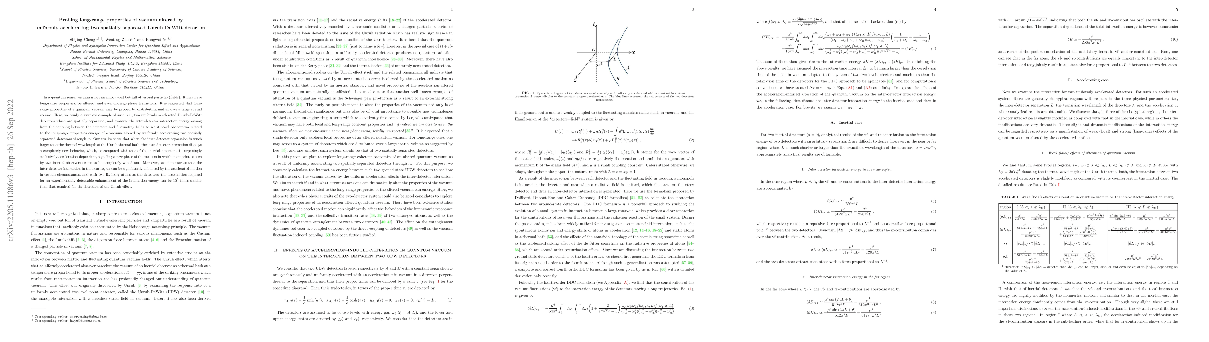 Thumbnail for Probing long-range properties of vacuum altered by uniformly
  accelerating two spatially separated Unruh-DeWitt detectors