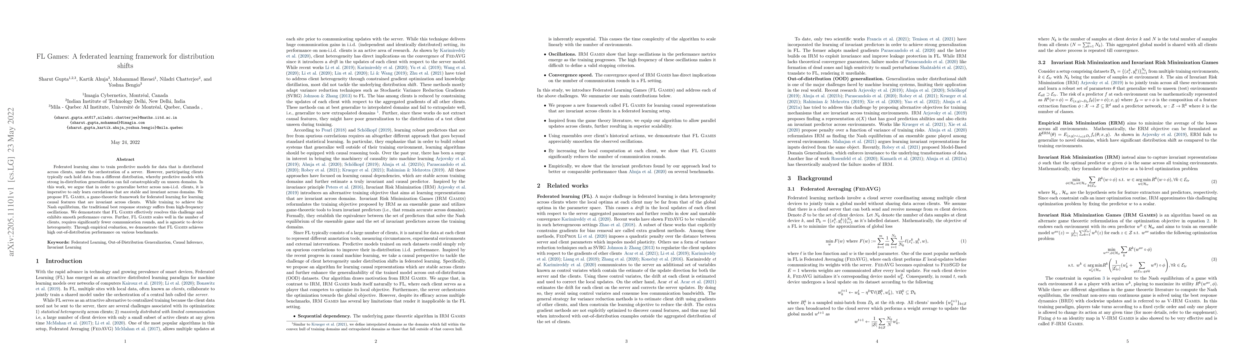 Thumbnail for FL Games: A federated learning framework for distribution shifts