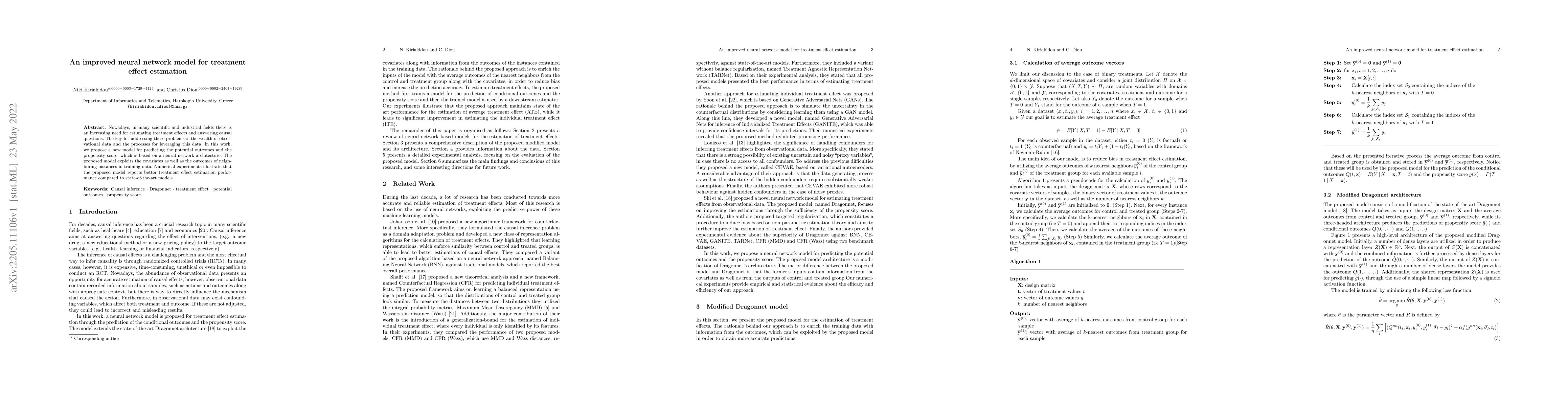Thumbnail for An improved neural network model for treatment effect estimation