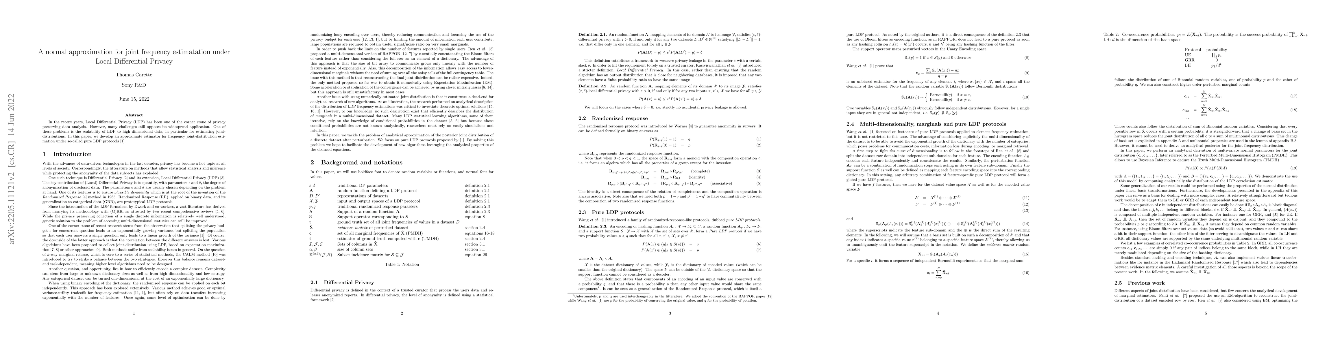 Thumbnail for A normal approximation for joint frequency estimatation under Local
  Differential Privacy