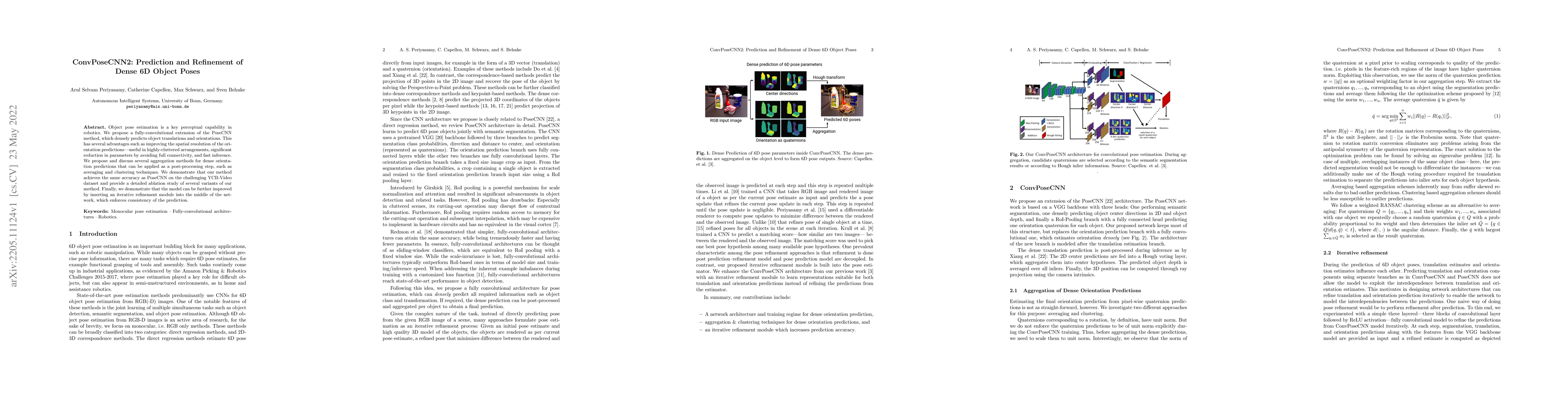Thumbnail for ConvPoseCNN2: Prediction and Refinement of Dense 6D Object Poses