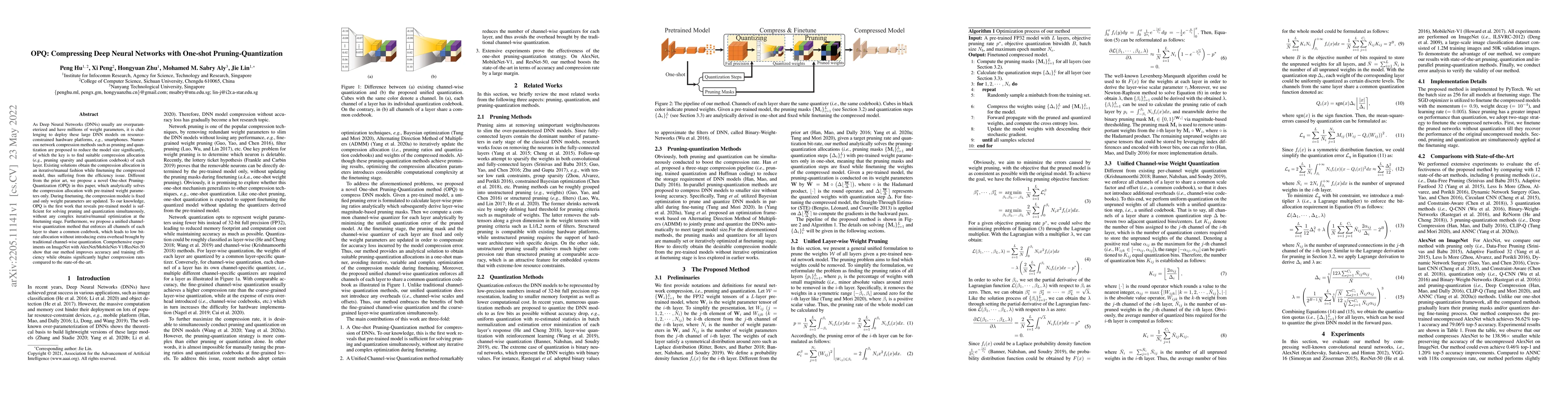 Thumbnail for OPQ: Compressing Deep Neural Networks with One-shot Pruning-Quantization