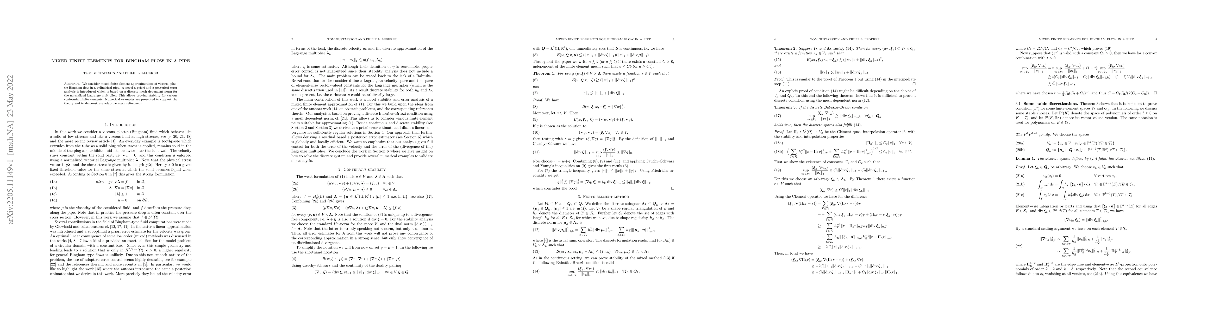 Thumbnail for Mixed finite elements for Bingham flow in a pipe