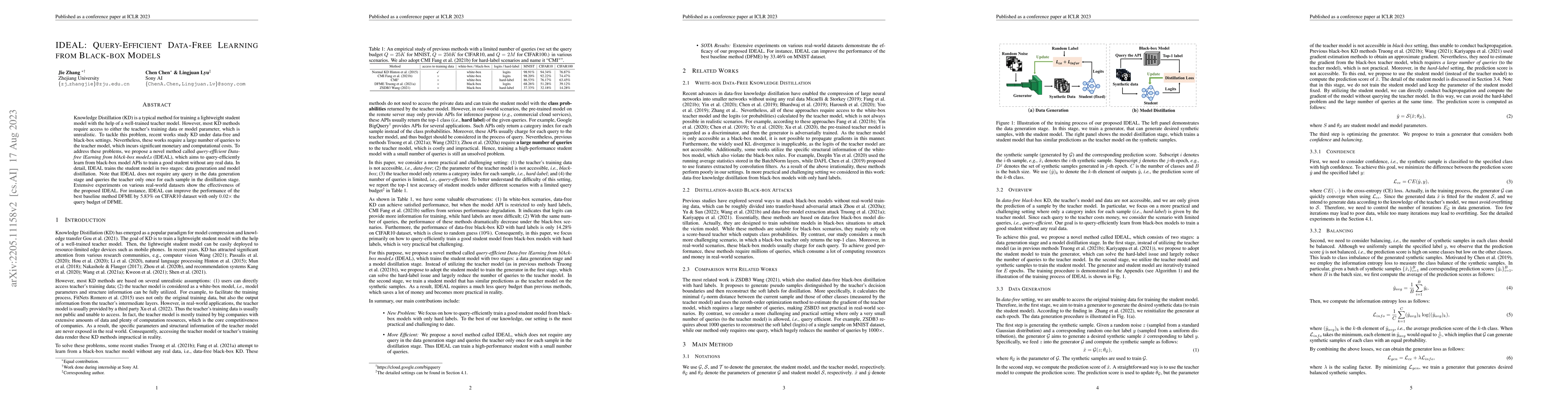 Thumbnail for IDEAL: Query-Efficient Data-Free Learning from Black-box Models