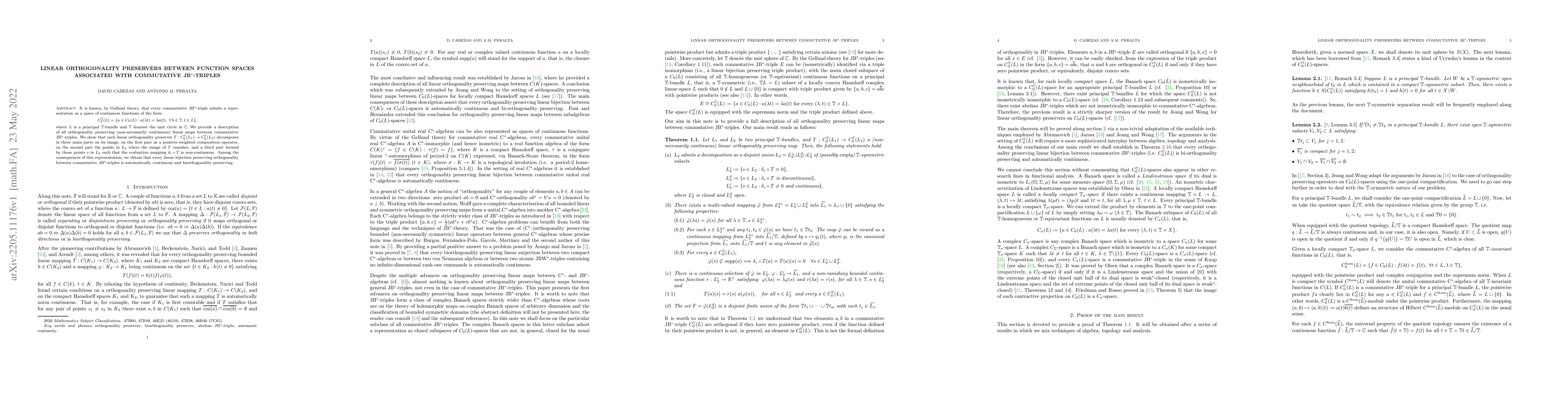 Thumbnail for Linear orthogonality preservers between function spaces associated with
  commutative JB$^*$-triples