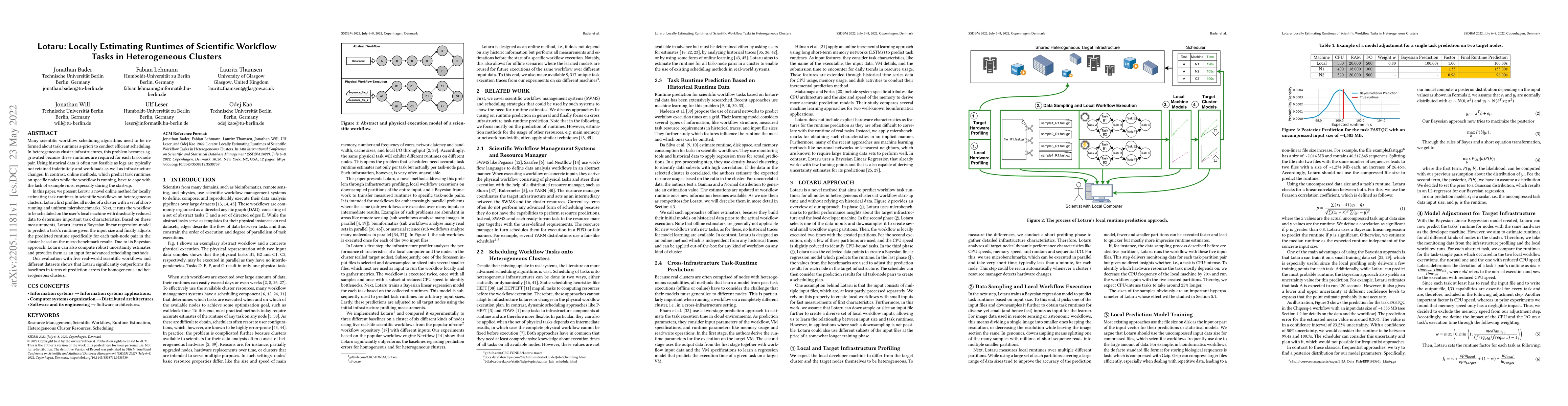 Thumbnail for Lotaru: Locally Estimating Runtimes of Scientific Workflow Tasks in
  Heterogeneous Clusters
