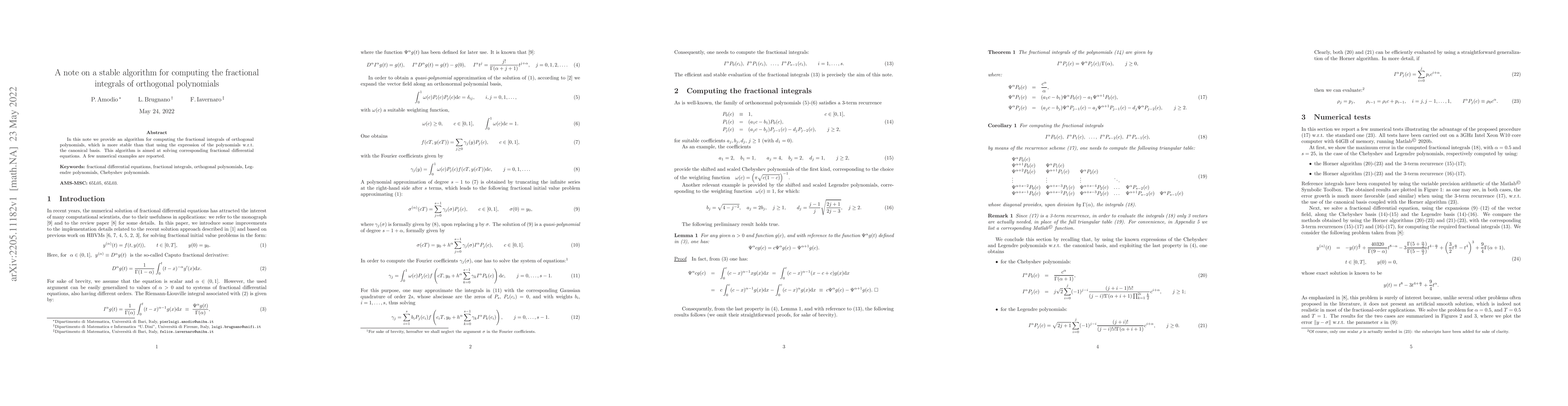 Thumbnail for A note on a stable algorithm for computing the fractional integrals of
  orthogonal polynomials