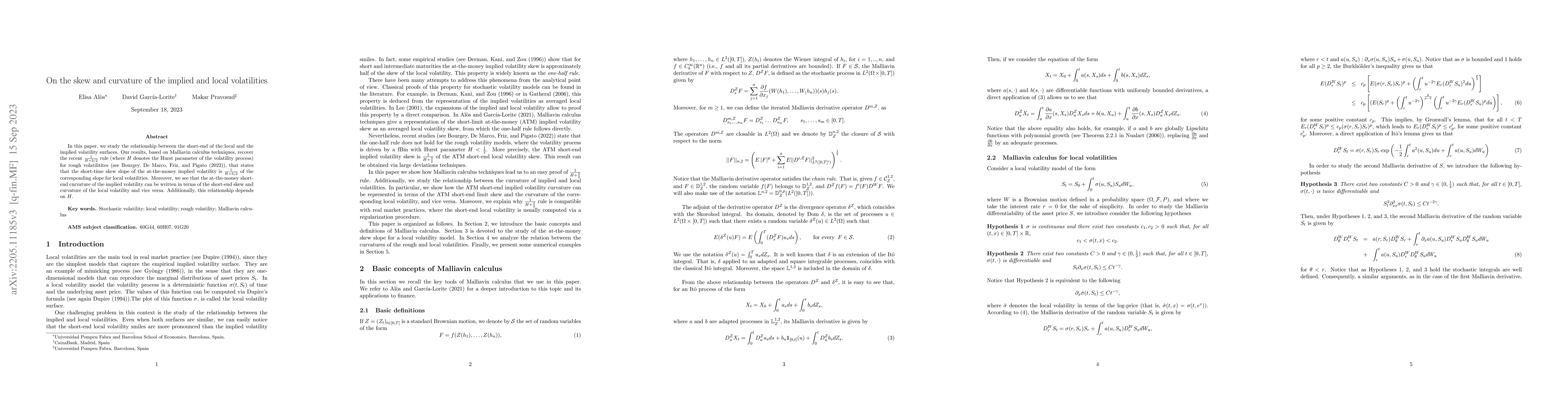 Thumbnail for On the skew and curvature of implied and local volatilities