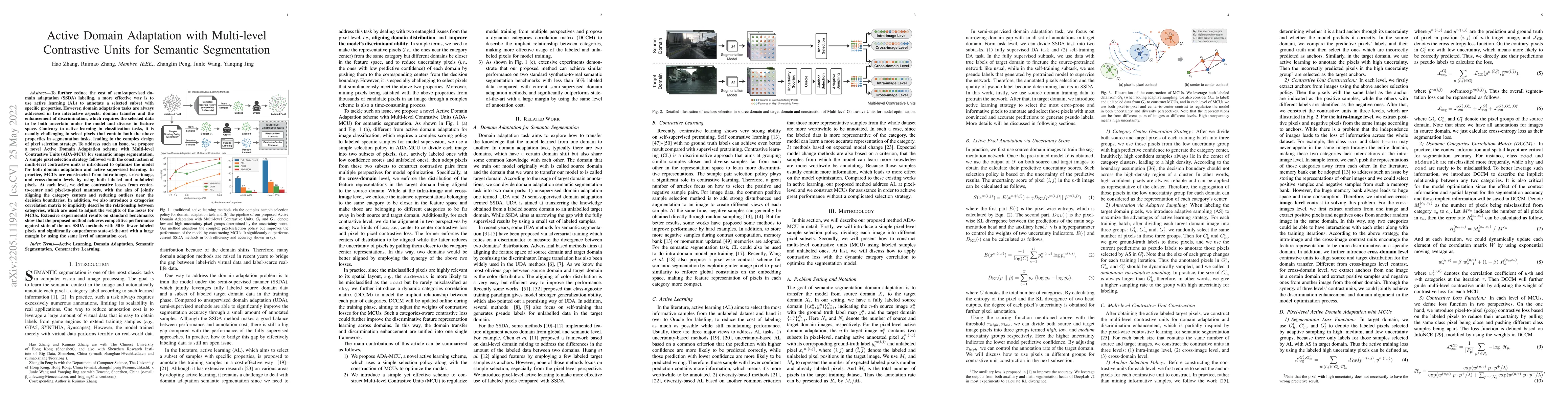 Thumbnail for Active Domain Adaptation with Multi-level Contrastive Units for Semantic
  Segmentation