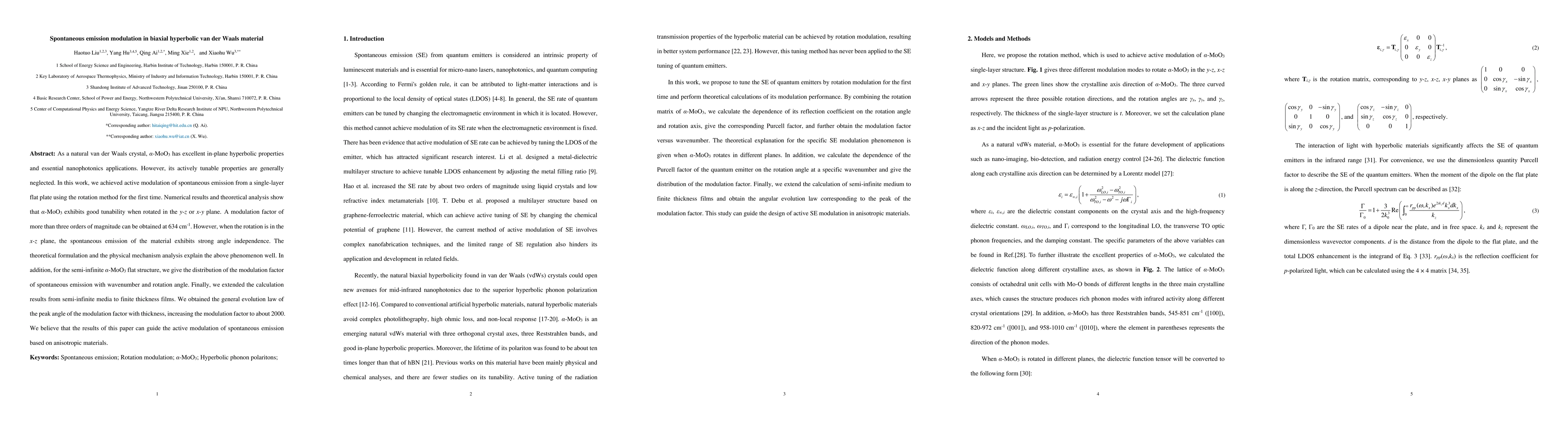 Thumbnail for Spontaneous emission modulation in biaxial hyperbolic van der Waals
  material