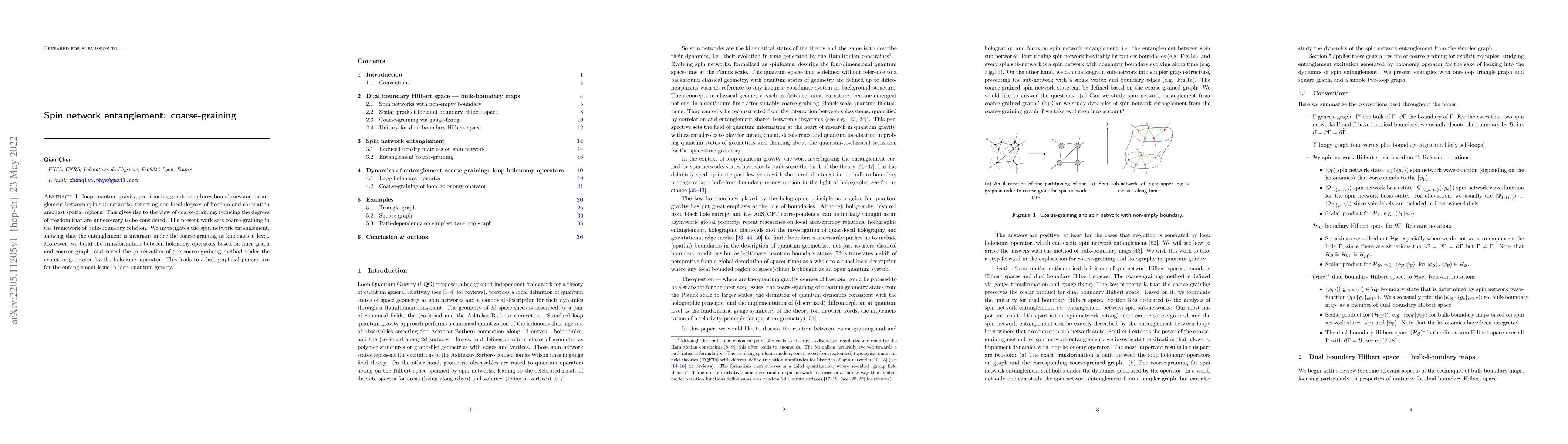 Thumbnail for Spin network entanglement: coarse-graining