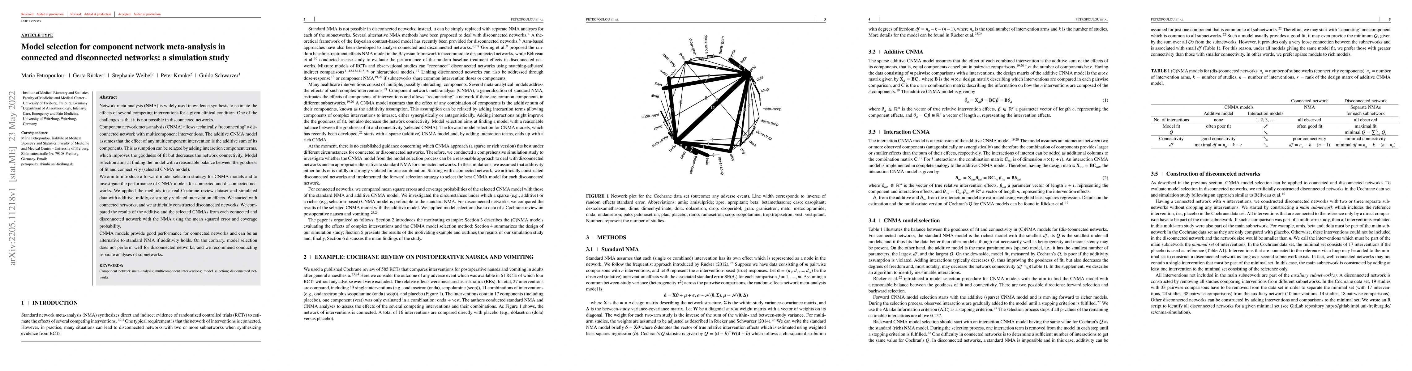 Thumbnail for Model selection for component network meta-analysis in connected and
  disconnected networks: a simulation study