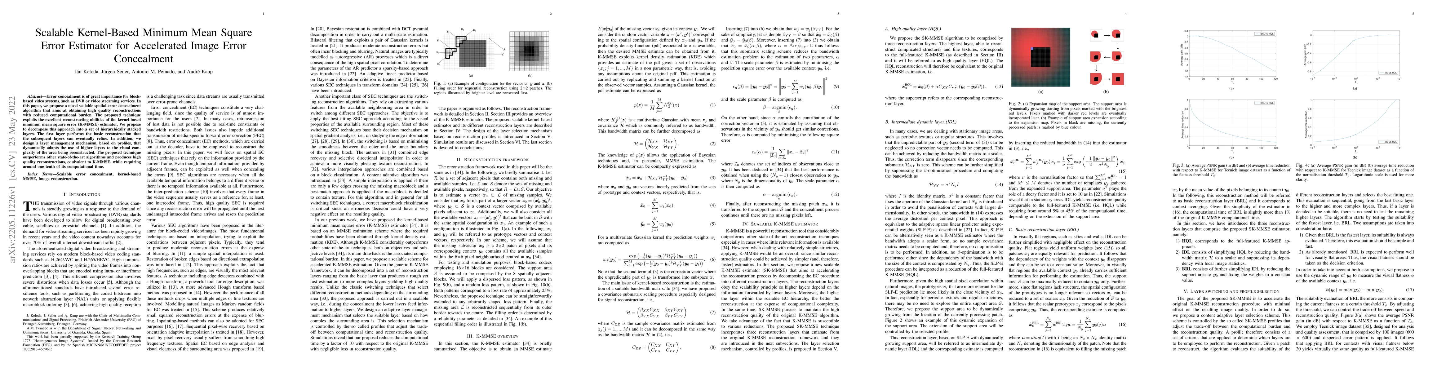 Thumbnail for Scalable Kernel-Based Minimum Mean Square Error Estimator for
  Accelerated Image Error Concealment
