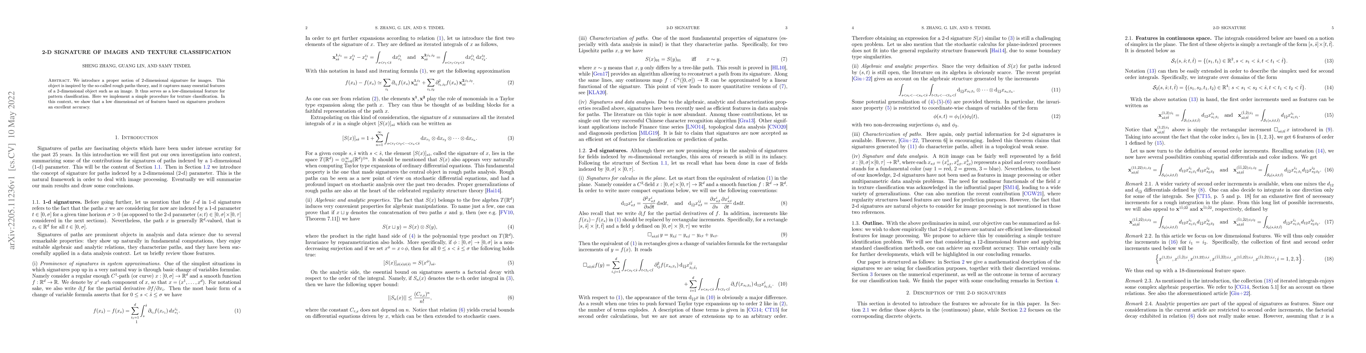 Thumbnail for 2-d signature of images and texture classification