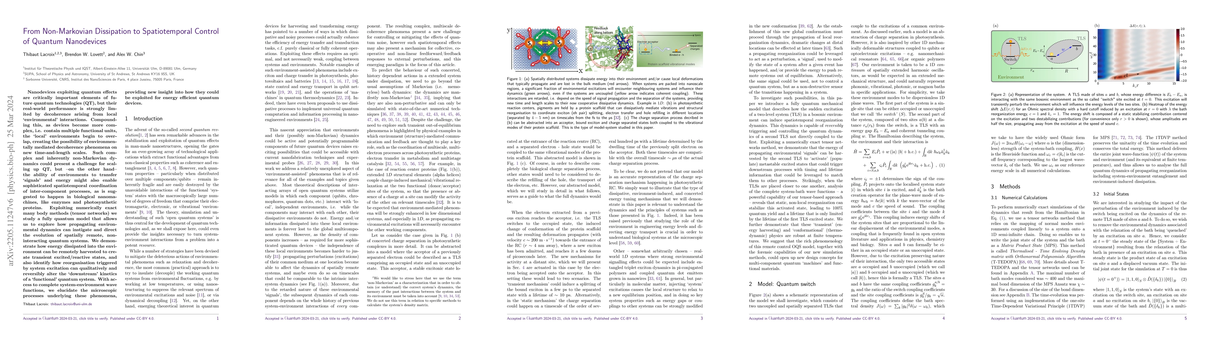 Thumbnail for From Non-Markovian Dissipation to Spatiotemporal Control of Quantum
  Nanodevices