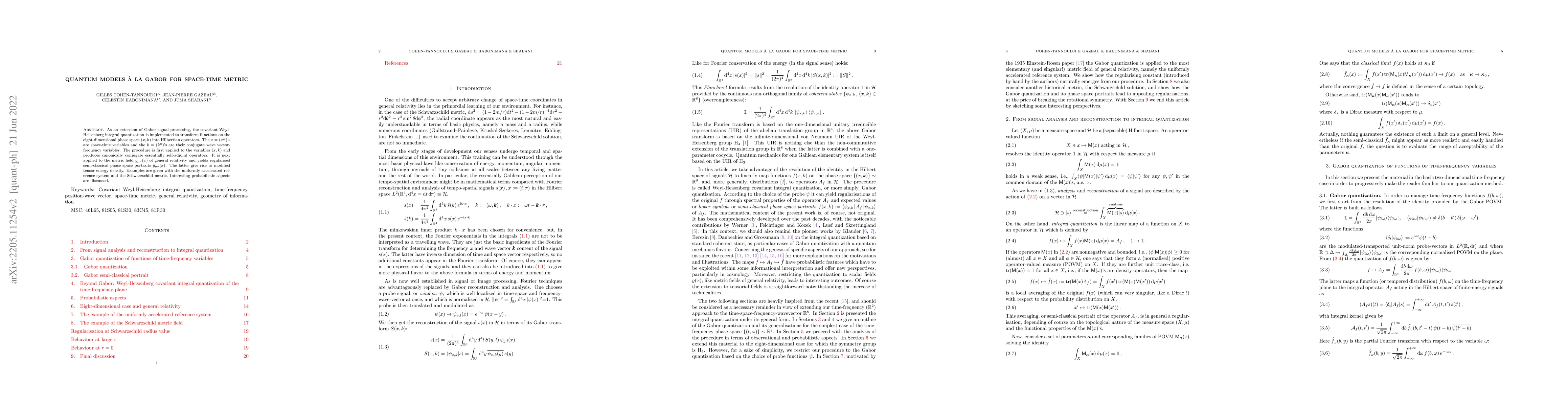 Thumbnail for Quantum models a la Gabor for space-time metric