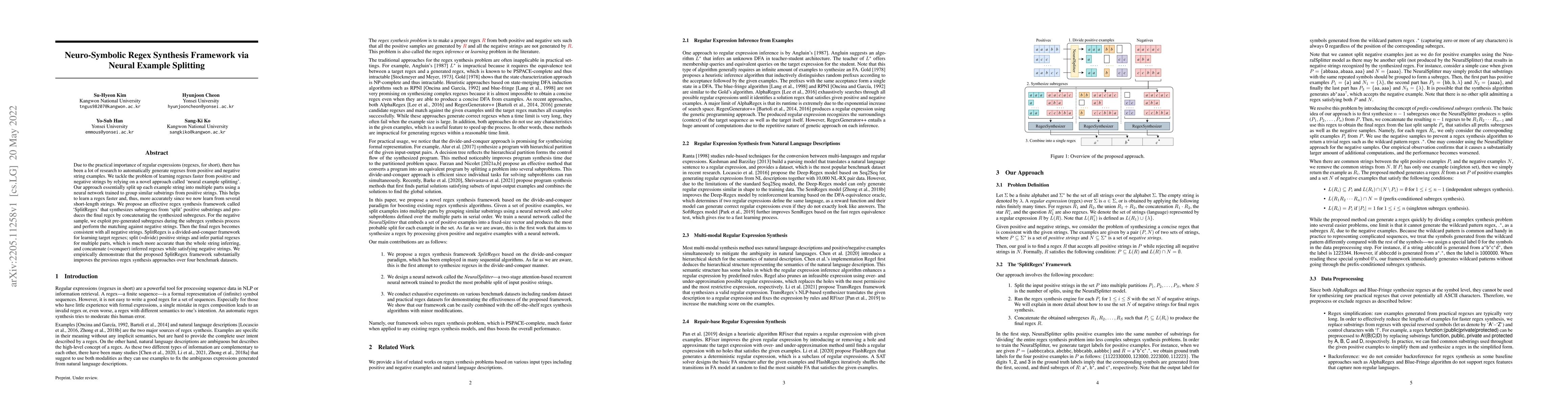 Thumbnail for Neuro-Symbolic Regex Synthesis Framework via Neural Example Splitting