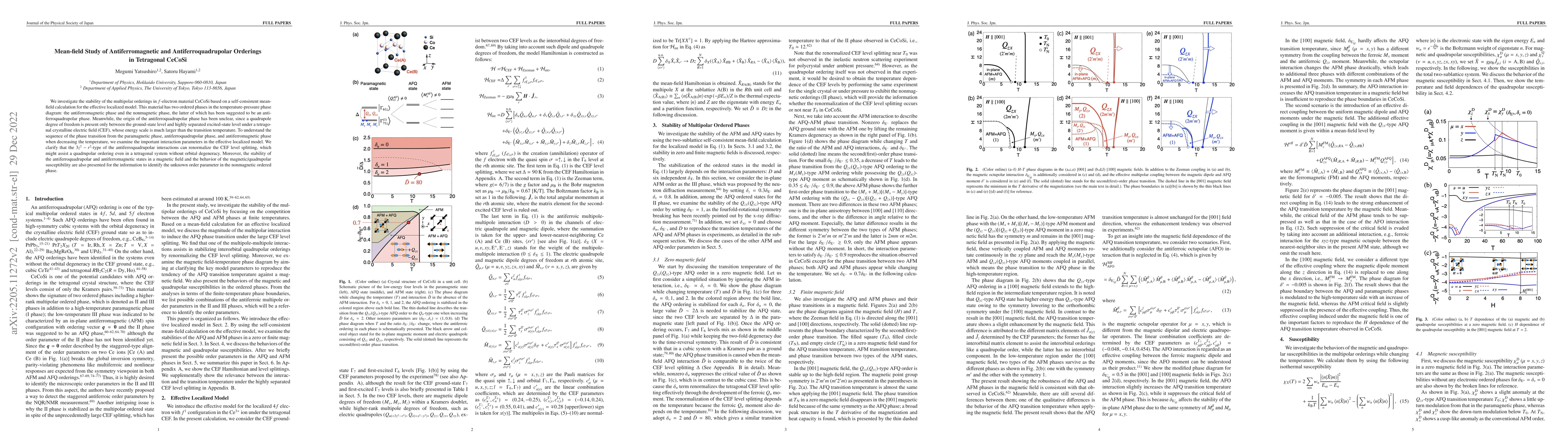 Thumbnail for Mean-field Study of Antiferromagnetic and Antiferroquadrupolar Orderings
  in Tetragonal CeCoSi