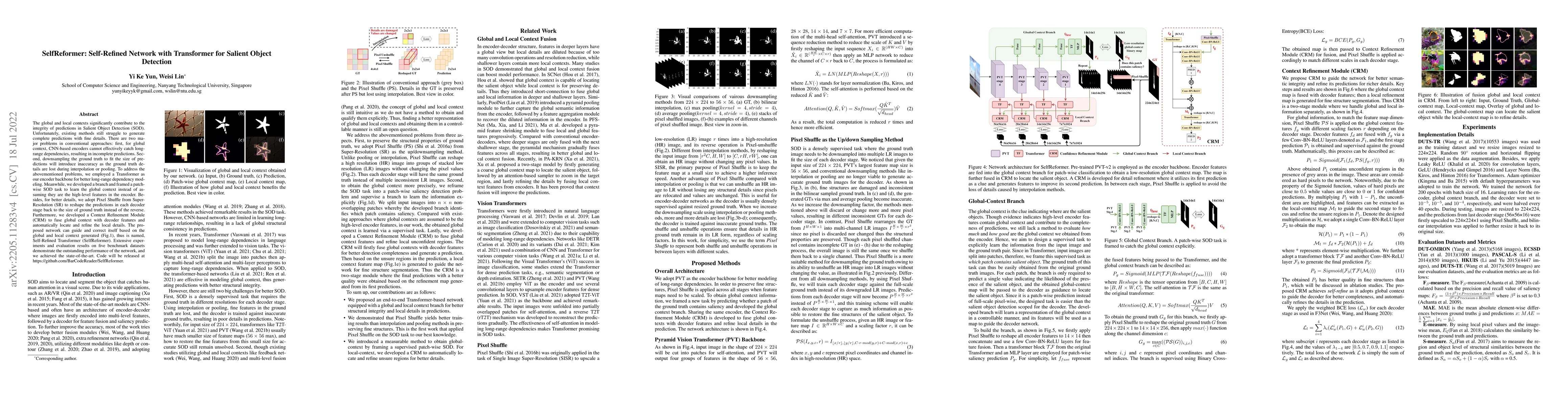 Thumbnail for SelfReformer: Self-Refined Network with Transformer for Salient Object
  Detection