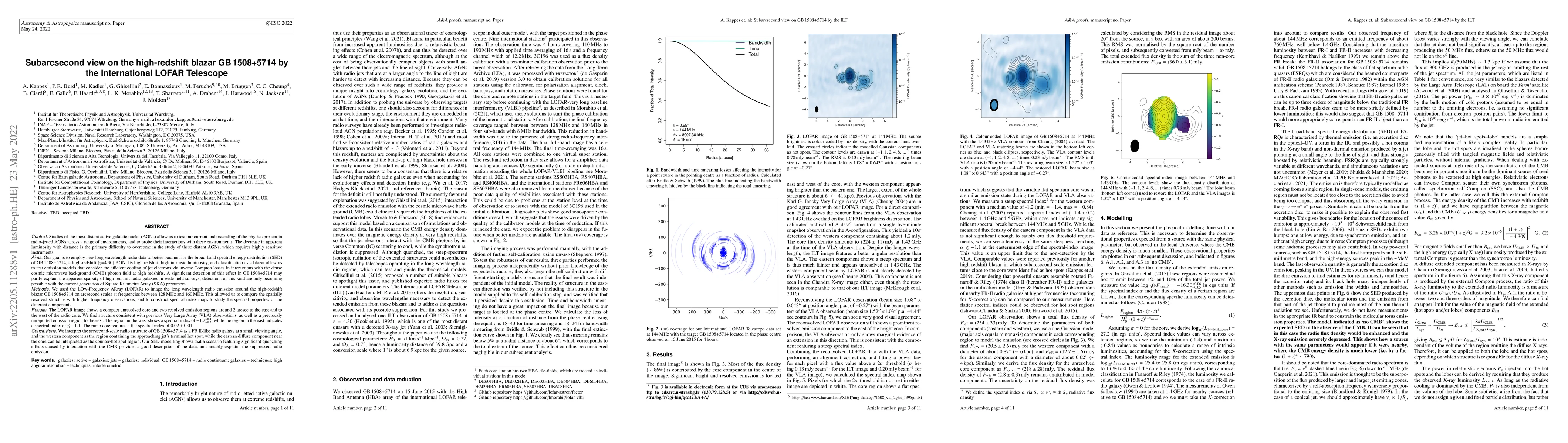 Thumbnail for Subarcsecond view on the high-redshift blazar GB 1508+5714 by the
  International LOFAR Telescope