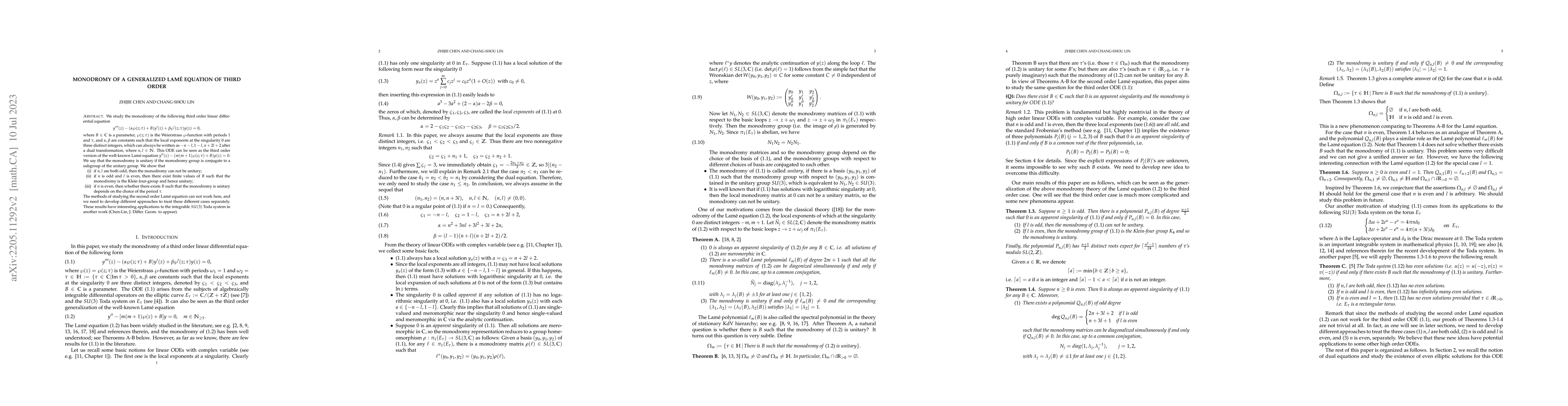 Thumbnail for Monodromy of a generalized Lame equation of third order