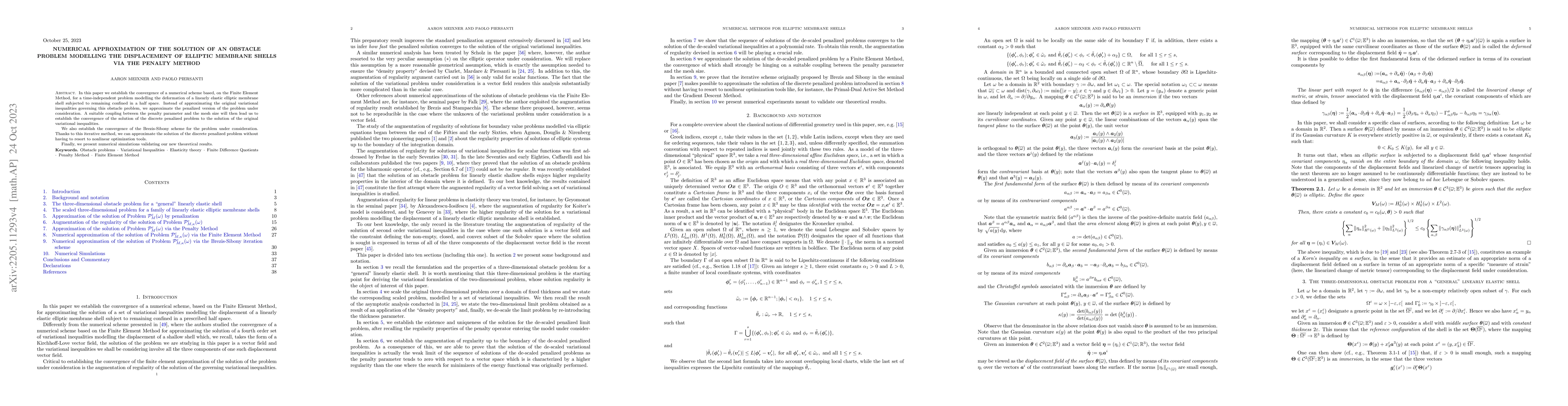 Thumbnail for Numerical approximation of the solution of an obstacle problem modelling
  the displacement of elliptic membrane shells via the penalty method