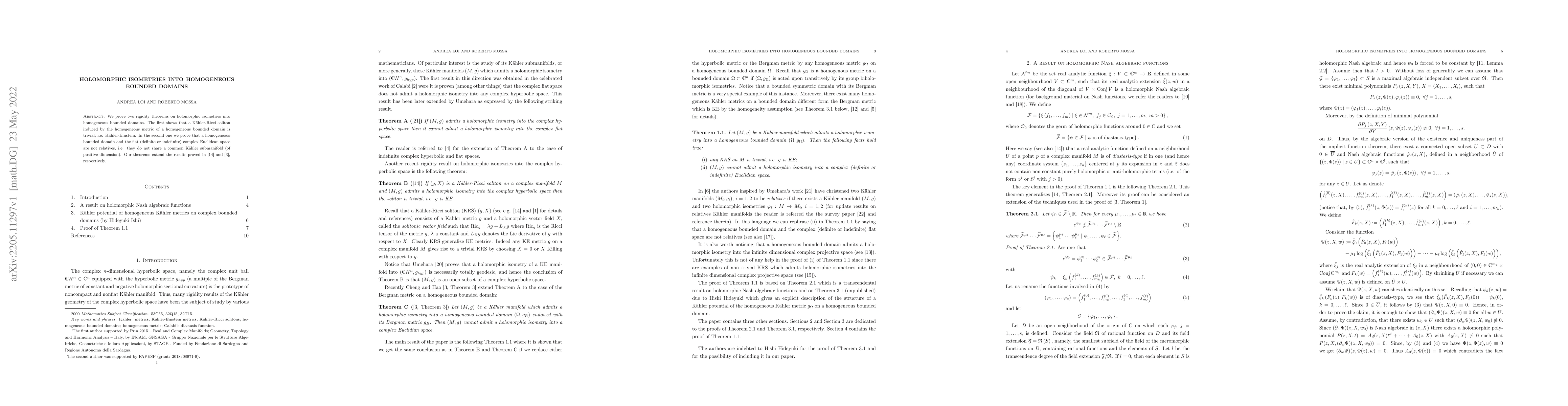 Thumbnail for Holomorphic isometries into homogeneous bounded domains