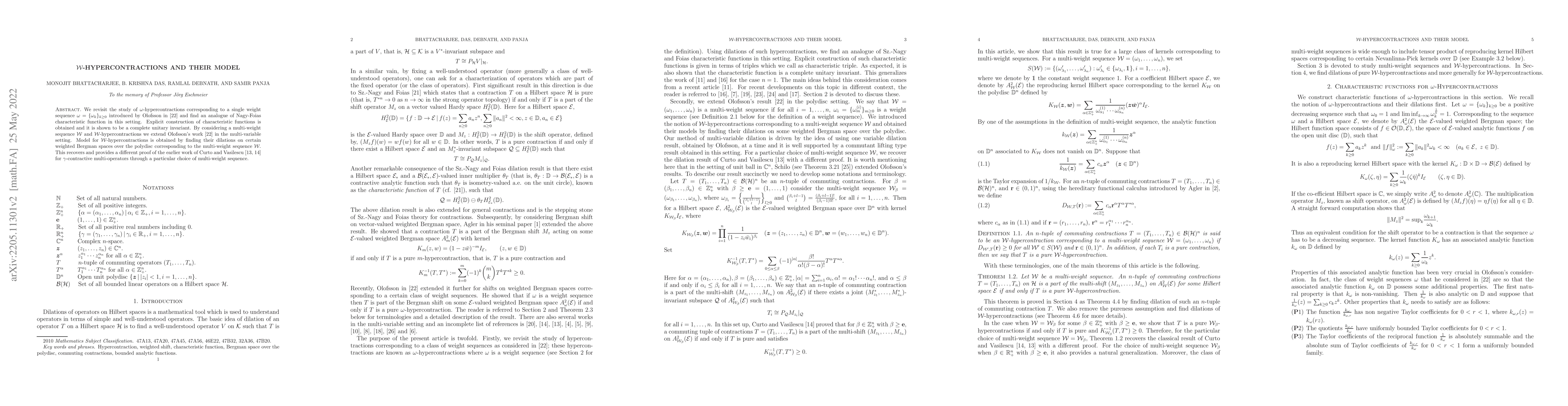 Thumbnail for $\clw$-hypercontractions and their model