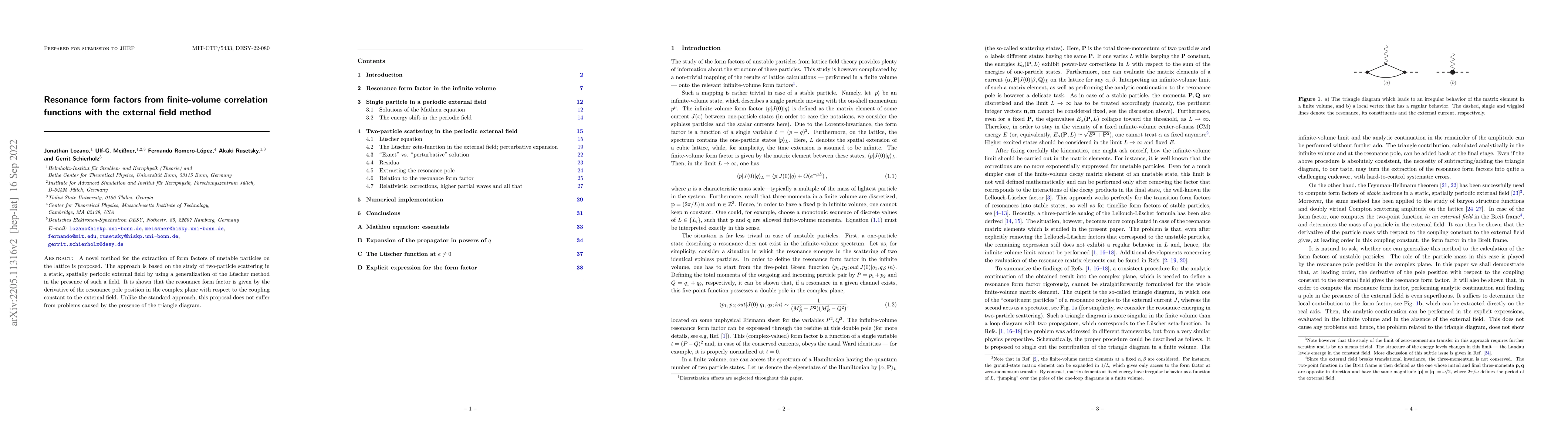 Thumbnail for Resonance form factors from finite-volume correlation functions with the
  external field method