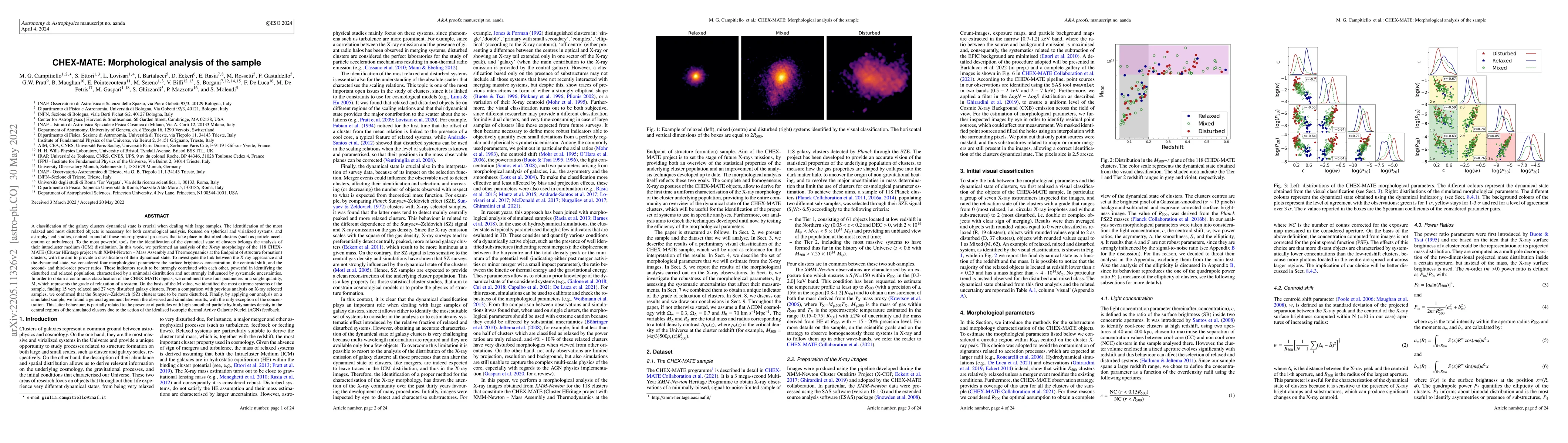 Thumbnail for CHEX-MATE: Morphological analysis of the sample