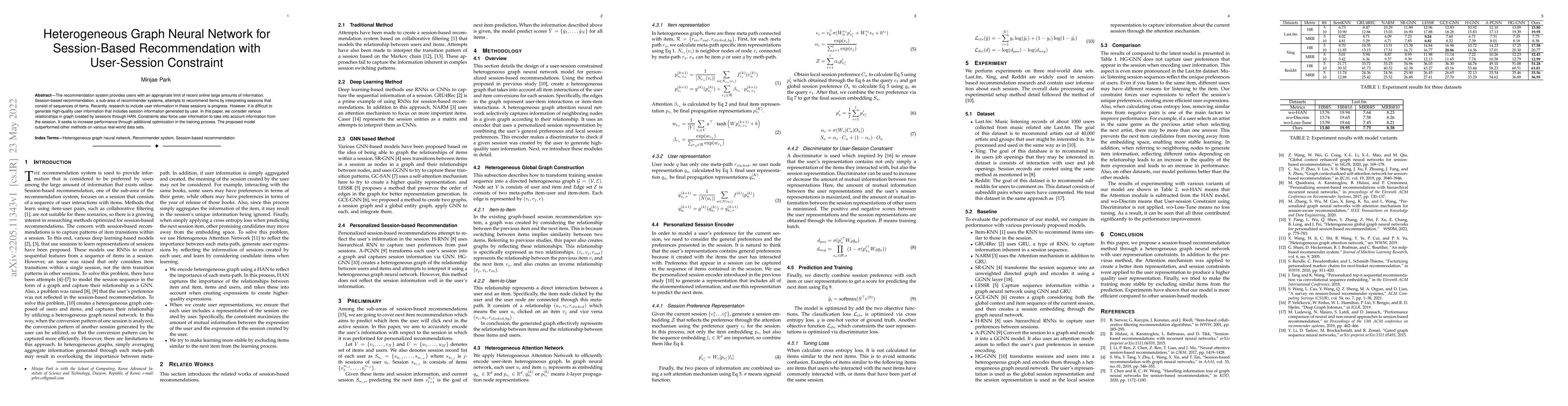 Thumbnail for Heterogeneous Graph Neural Network for Personalized Session-Based
  Recommendation with User-Session Constraints