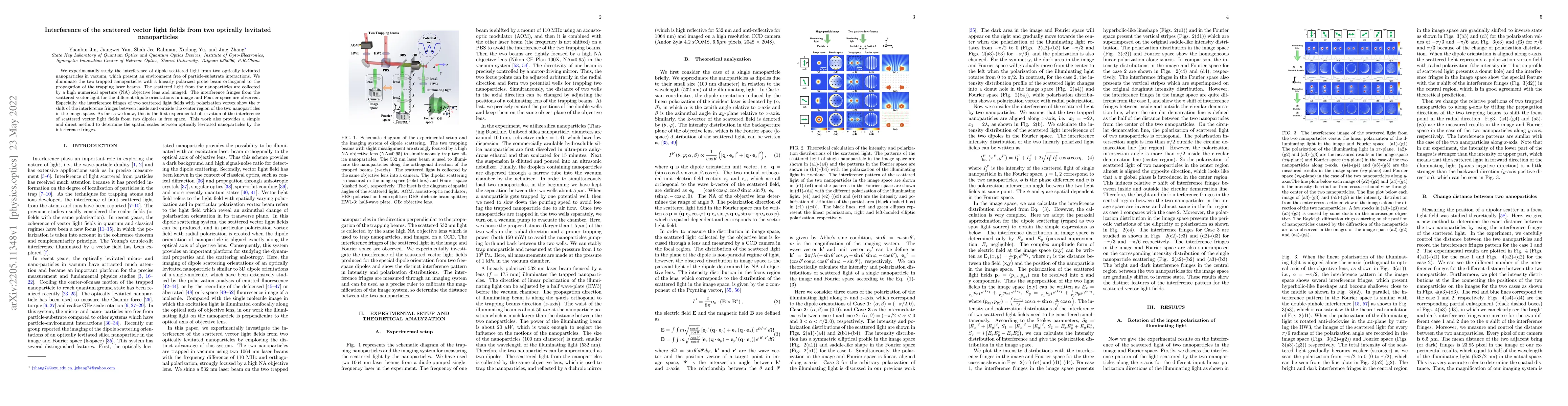 Thumbnail for Interference of the scattered vector light fields from two optically
  levitated nanoparticles