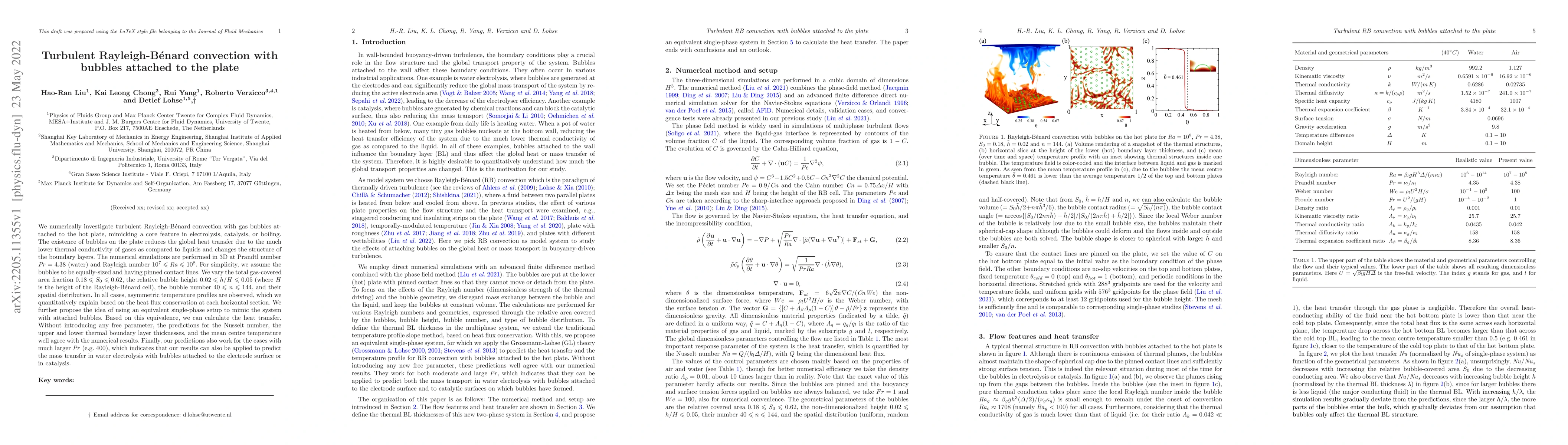 Thumbnail for Turbulent Rayleigh-B\'enard convection with bubbles attached to the
  plate