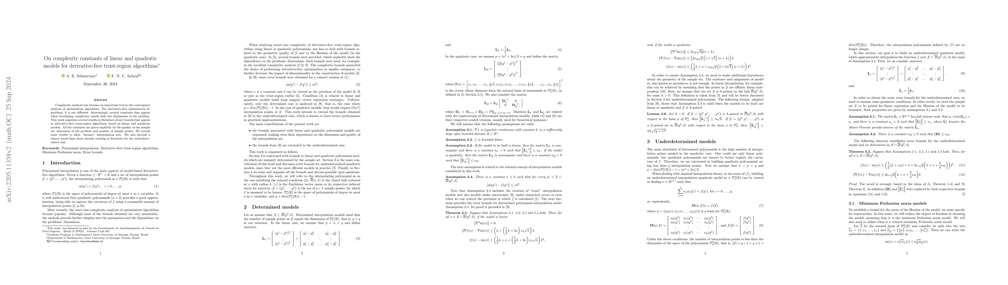 Thumbnail for On complexity constants of linear and quadratic models for
  derivative-free trust-region algorithms