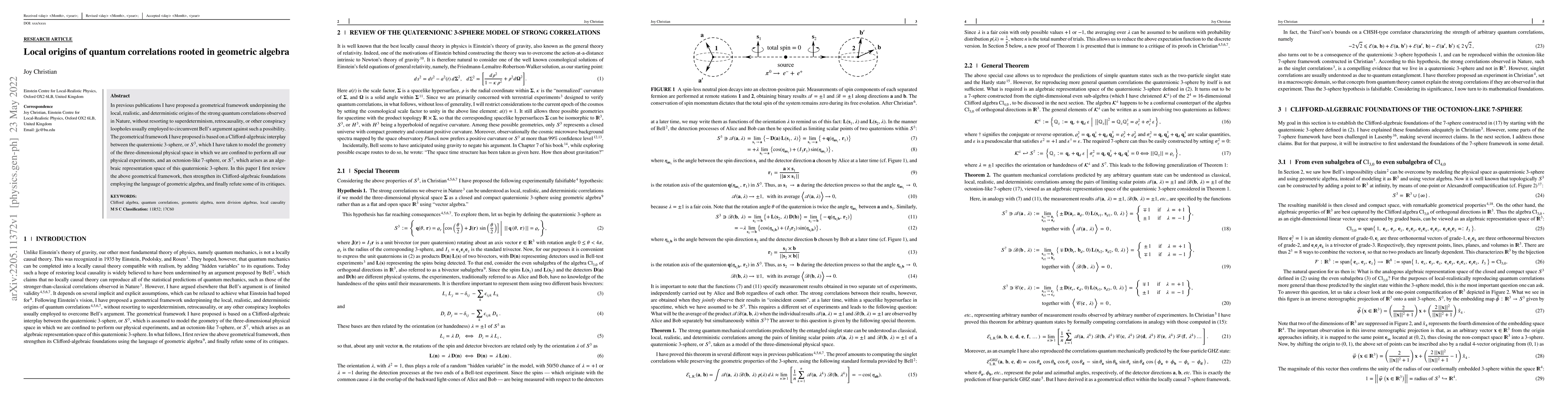 Thumbnail for Local origins of quantum correlations rooted in geometric algebra