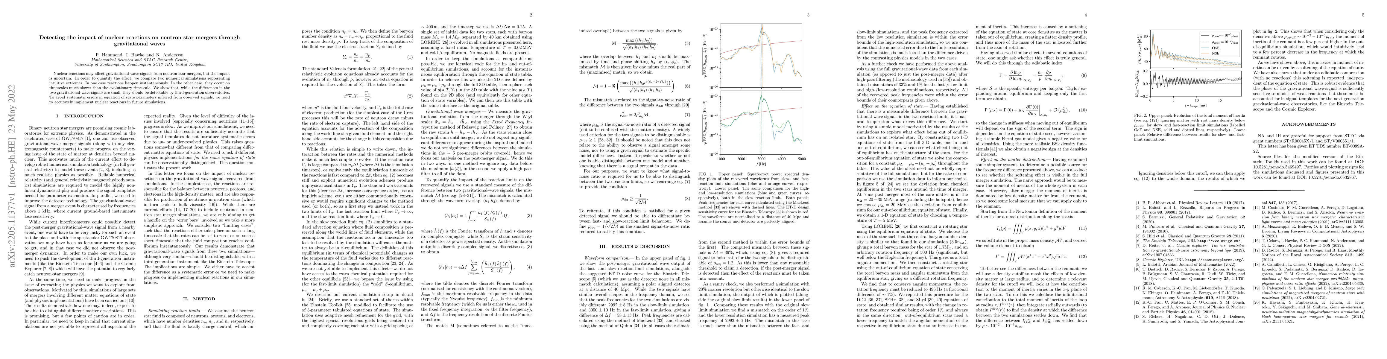 Thumbnail for Detecting the impact of nuclear reactions on neutron star mergers
  through gravitational waves