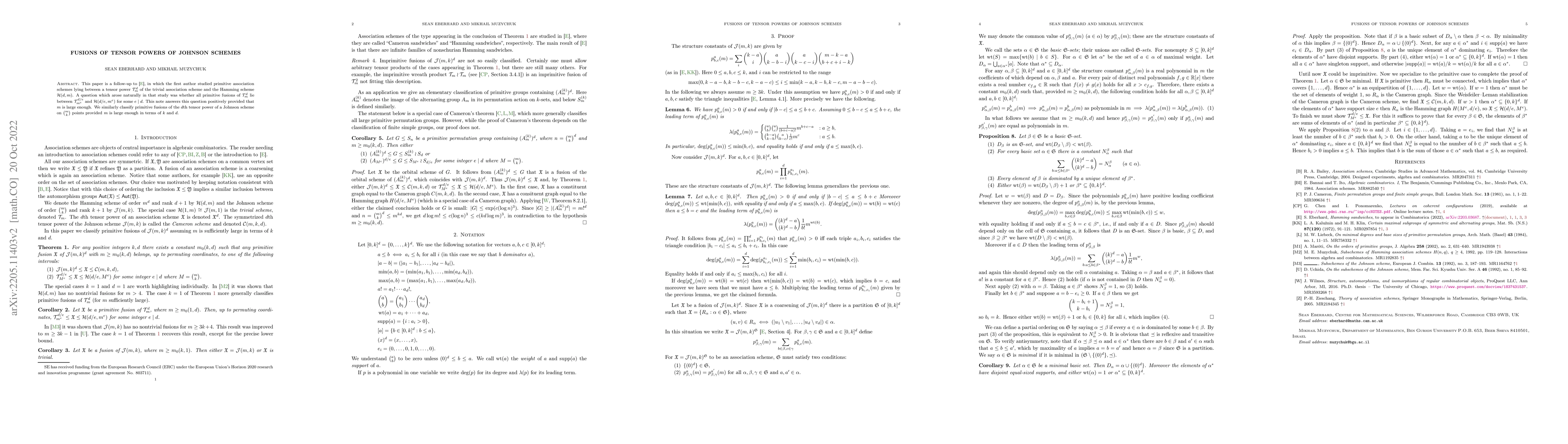 Thumbnail for Fusions of tensor powers of Johnson schemes