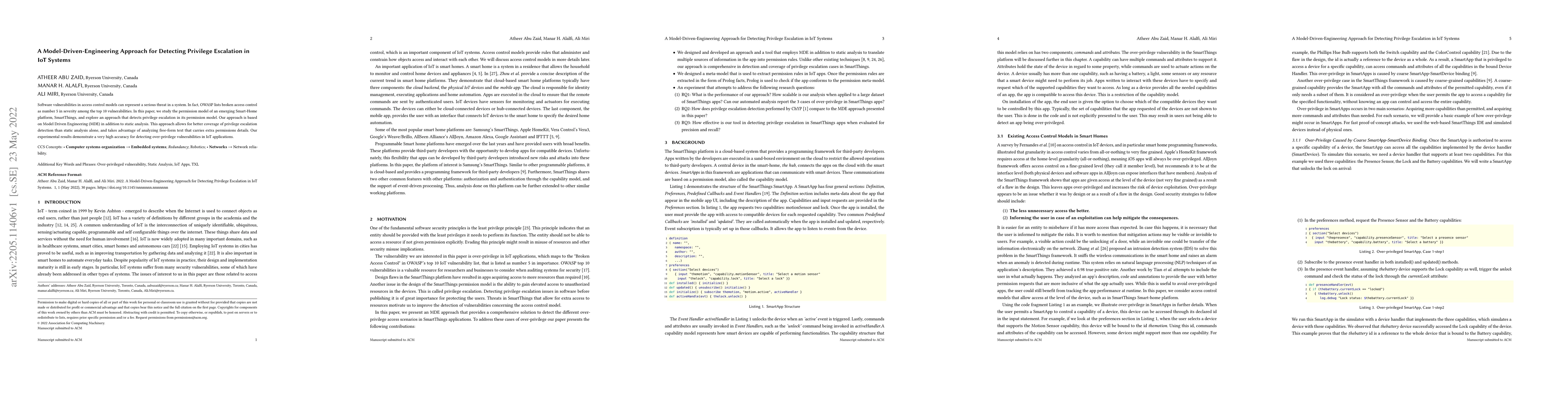 Thumbnail for A Model-Driven-Engineering Approach for Detecting Privilege Escalation
  in IoT Systems