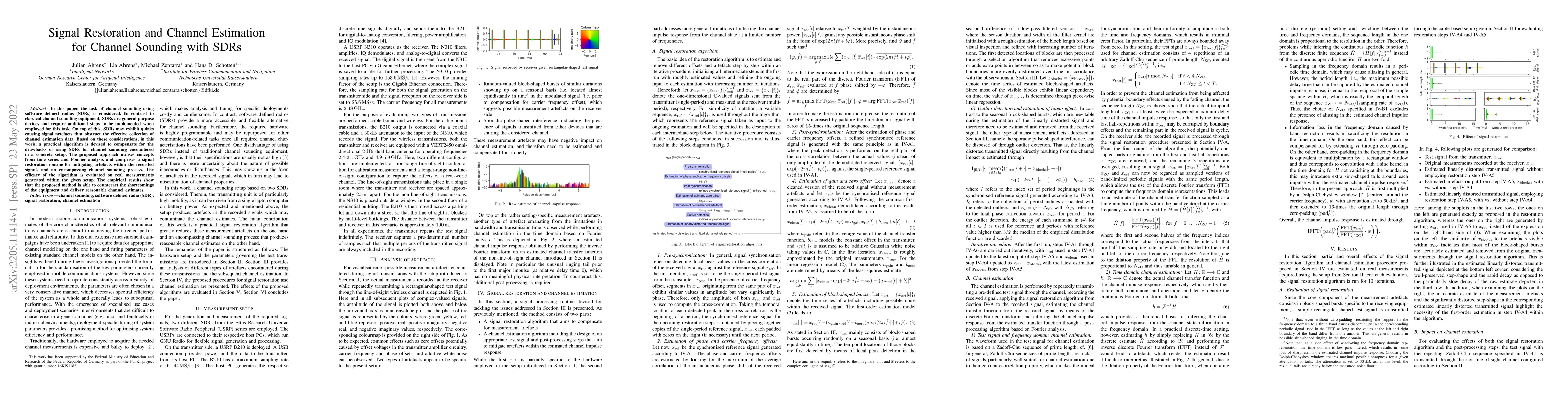 Thumbnail for Signal Restoration and Channel Estimation for Channel Sounding with SDRs