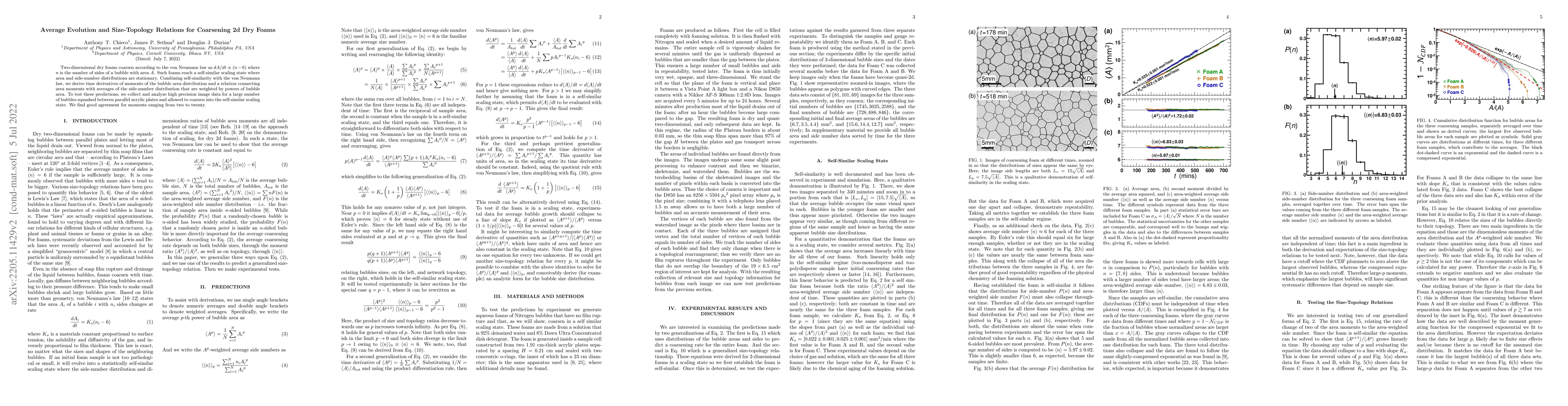 Thumbnail for Average Evolution and Size-Topology Relations for Coarsening 2d Dry
  Foams