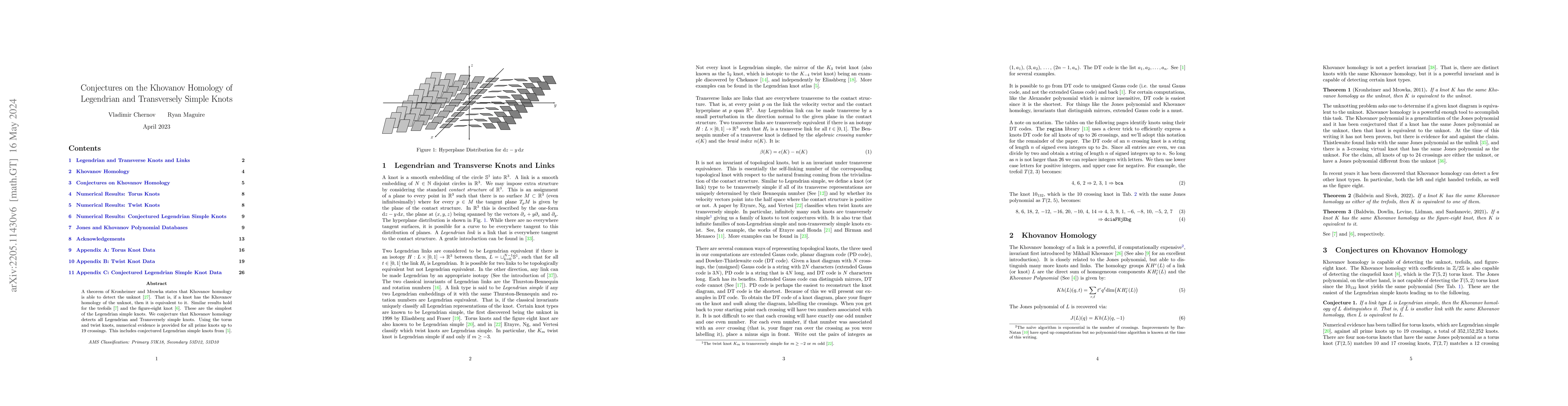 Thumbnail for Conjectures on the Khovanov Homology of Legendrian and Transversely
  Simple Knots