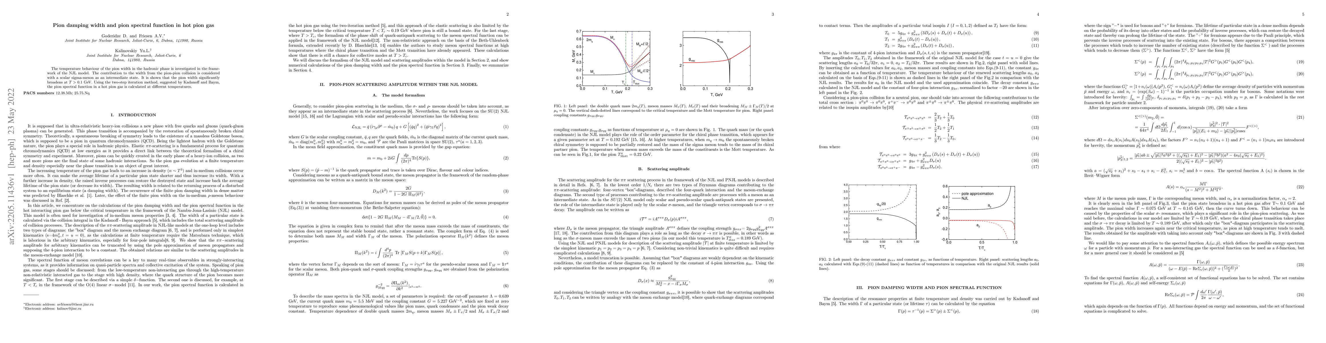 Thumbnail for Pion damping width and pion spectral function in hot pion gas