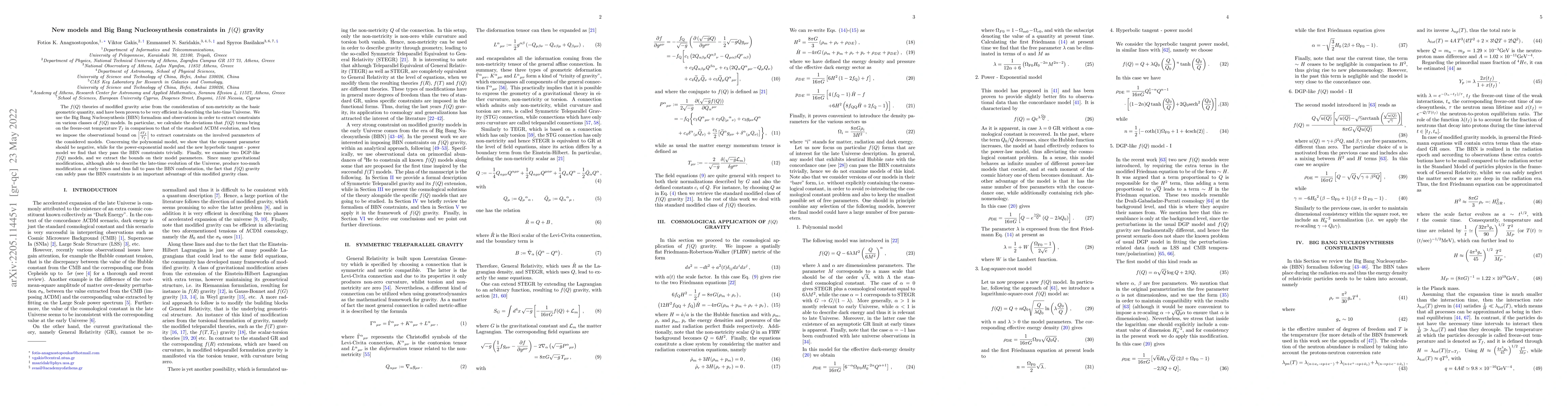 Thumbnail for New models and Big Bang Nucleosynthesis constraints in $f(Q)$ gravity