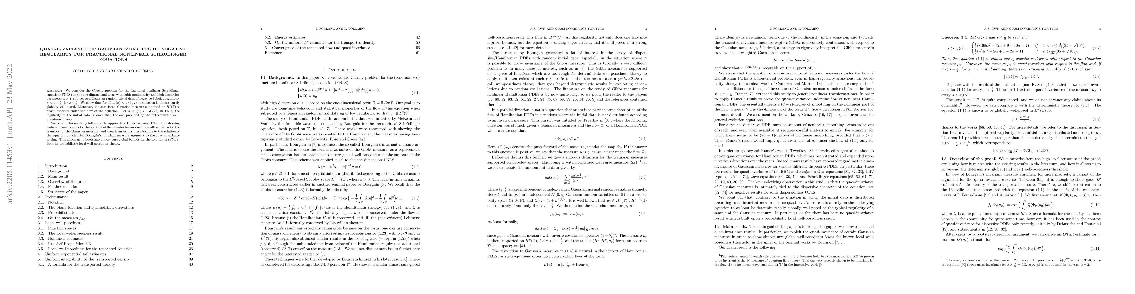 Thumbnail for Quasi-invariance of Gaussian measures of negative regularity for
  fractional nonlinear Schr\"odinger equations