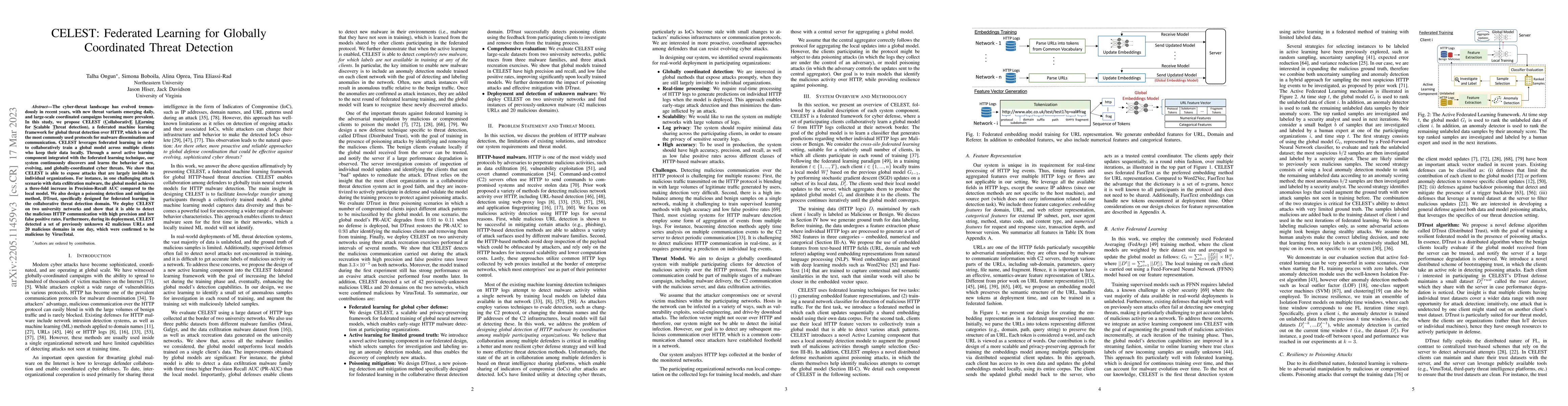 Thumbnail for CELEST: Federated Learning for Globally Coordinated Threat Detection