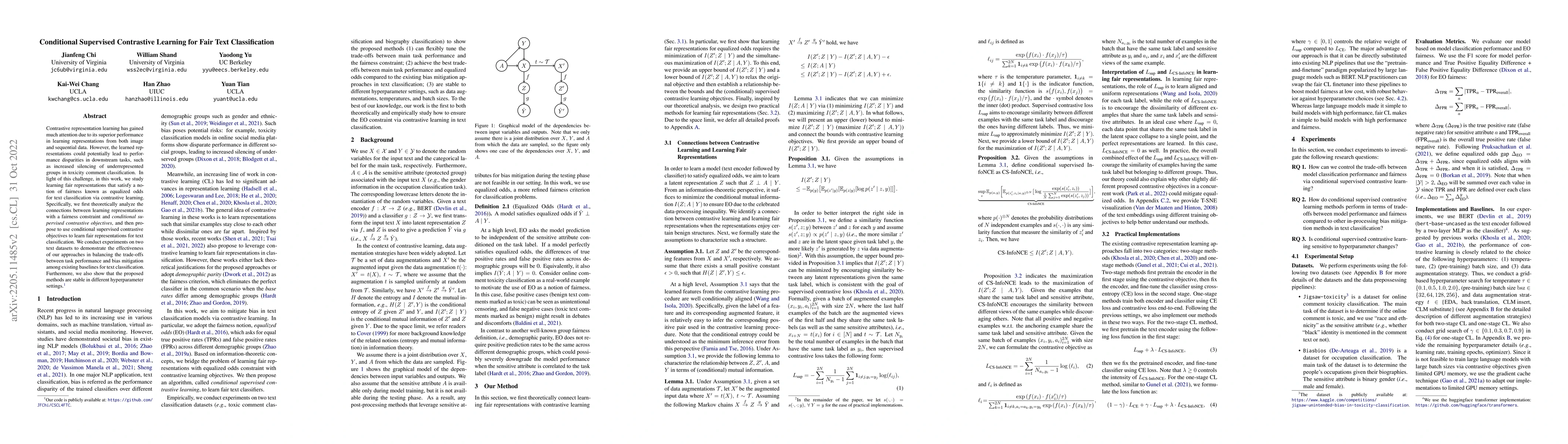 Thumbnail for Conditional Supervised Contrastive Learning for Fair Text Classification